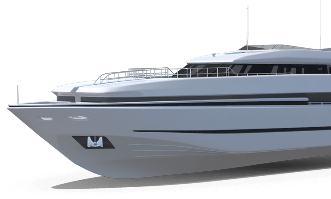Luxury motor yacht front profile